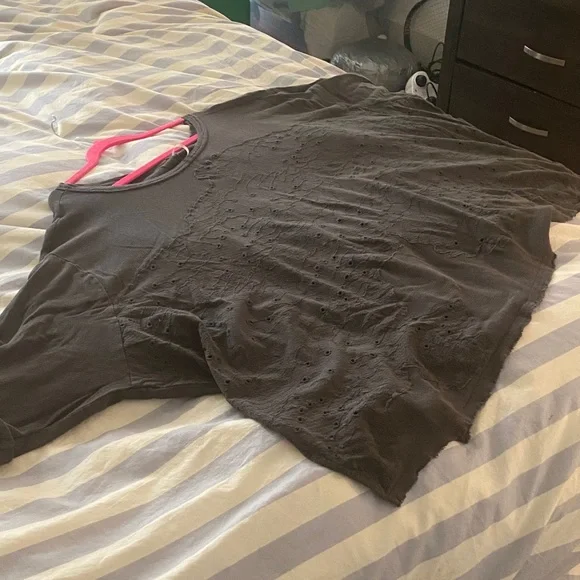 Free People Charcoal Boxy Oversized Blouse - Picture 6 of 6